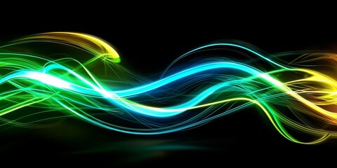 Naklejka premium Futuristic neon light streams creating a dynamic display.
