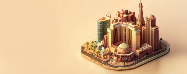 Fototapeta premium Detailed square-shaped depiction of Las Vegas landmarks