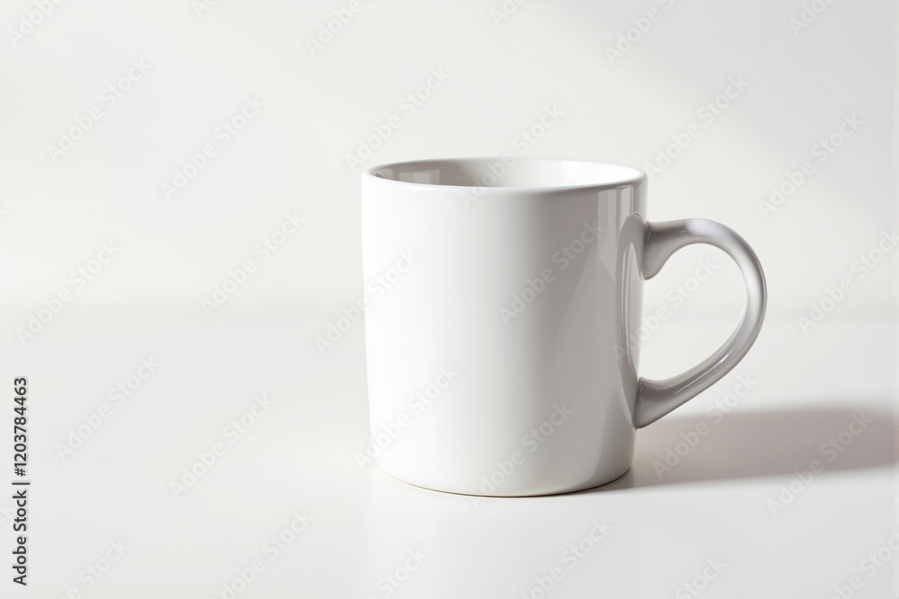 Aufkleber minimalist white mug on a clean, light background with soft shadows for branding or product presenta