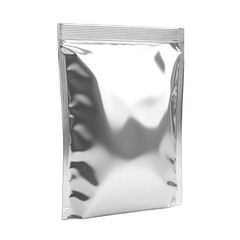 Blank Silver pouch mockup isolated on transparent background