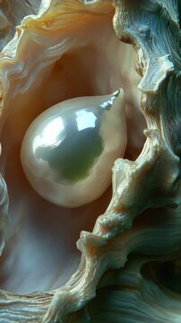 Intricate beauty of a pearl nestled within an oyster shell showcasing natural elegance and craftsmanship