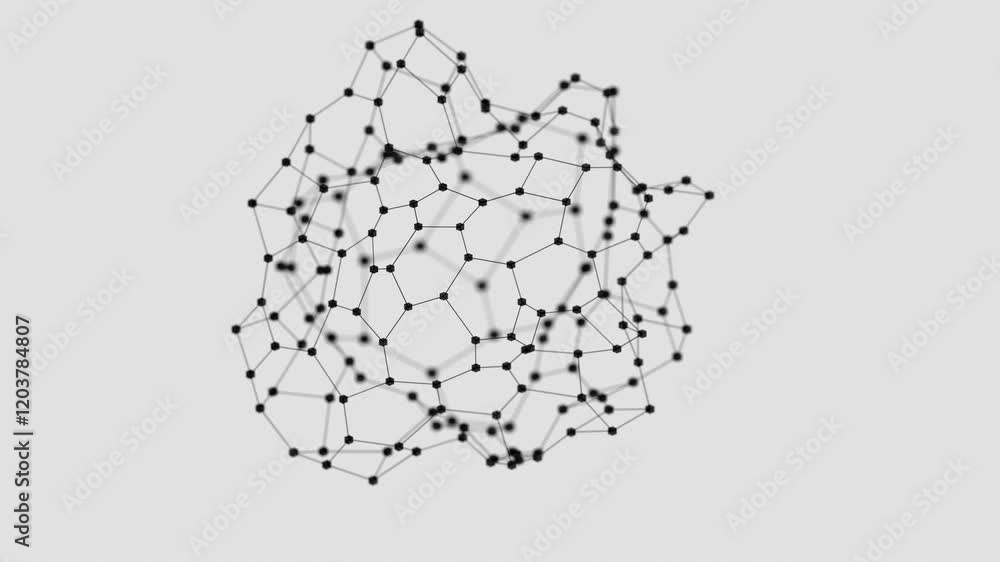 Aufkleber Abstract Geometric Network Structure with Black Nodes