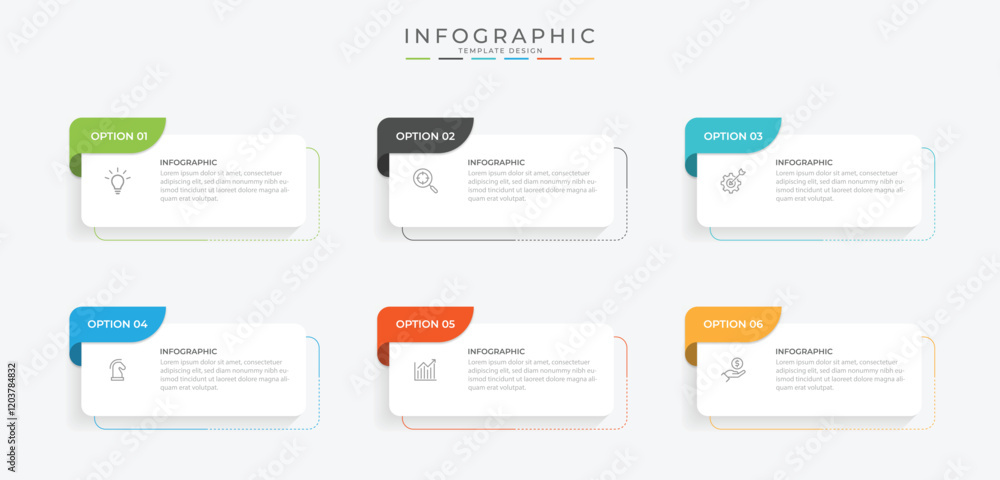 Poster vector infographic label design template with icons and 4,5,6 options or steps. can be used for proc