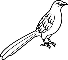 Black silhouette of cuckoo vector, line art cuckoo vector