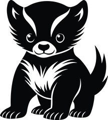 A cute baby Wolverine a silhouette illustration.