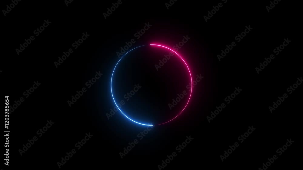 Poster glowing neon circle animation, neon circle frame. neon abstract circle shape line animation.