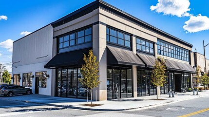 Stunning storefront with awning available in a bustling location.