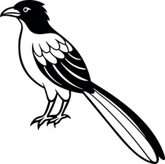 Black silhouette of cuckoo vector, line art cuckoo vector