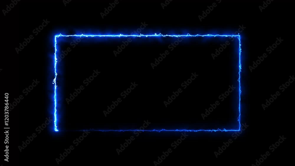 Poster purple line neon sign border animated with alpha channel. neon rectangle border. seamless loop. 4k v