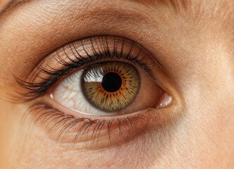 Fototapeta premium A series of captivating close-up shots of human eyes, showcasing hazel and brown irises with intricate textures, natural eyelashes, and stunning detail in light reflection.