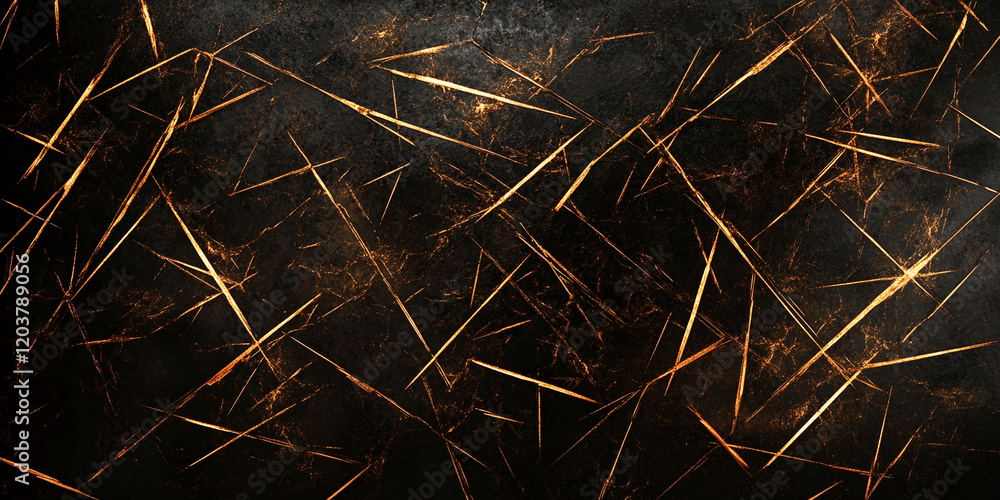 Poster abstract golden lines and patterns on dark textured background