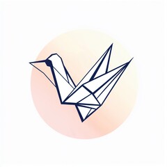Origami bird figure on peach background, simple design, ideal for crafts, tutorials, or nature themes