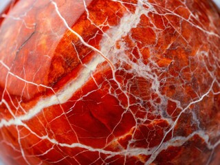 Macro Close-up of Premium Red Marble with White Veins - Luxury Stone Texture Background