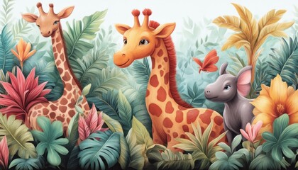 Discover the vibrant ecosystem of a lush tropical rainforest, a biodiverse tapestry of exotic animals, each one contributing to the natural equilibrium of their habitat Witness giraffes, playful