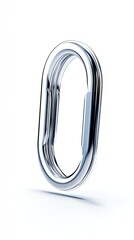Obraz premium A paperclip with a shiny finish, ultrarealistic, silver, isolated on white background