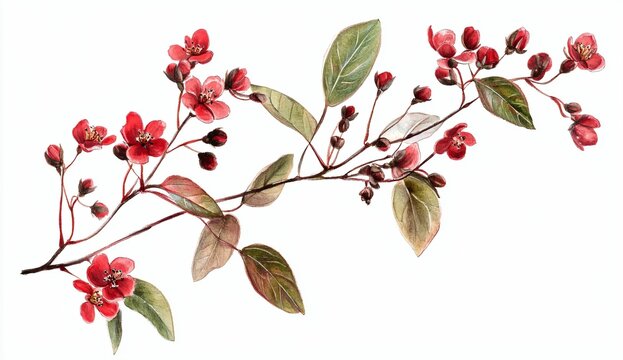 Fototapeta Red Flowering Branch