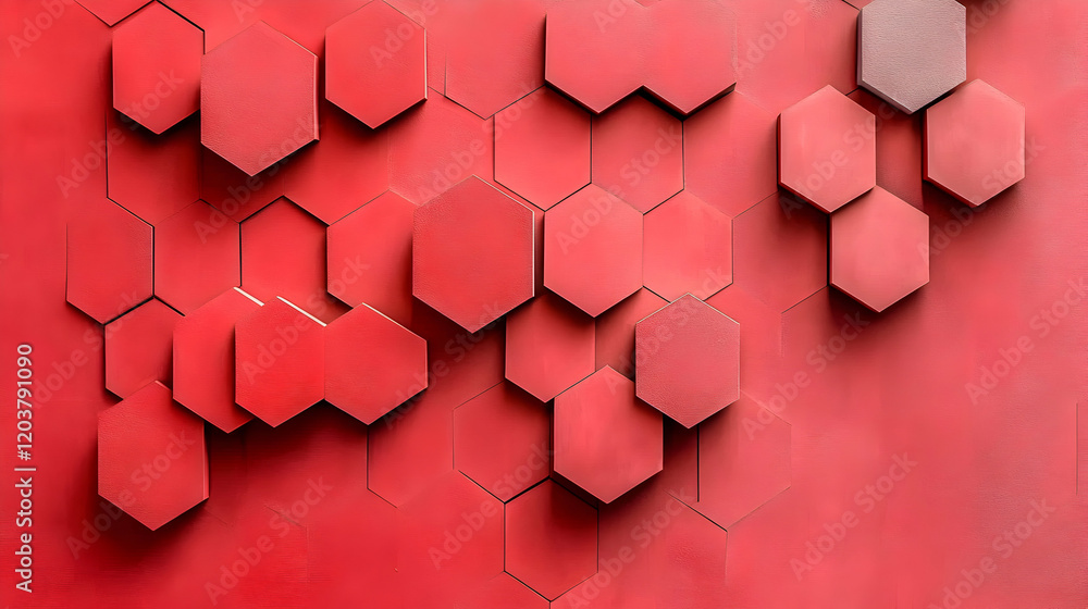 Poster abstract red hexagonal pattern background. perfect for modern designs, presentations, and branding. 