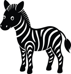 A cute baby Zebra silhouette illustration 