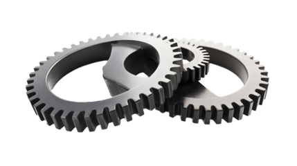 Close-up of gear wheels on a transparent background. isolated background.
