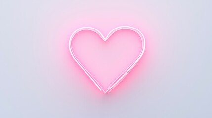 Pink Neon Heart Light on White Background