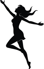 A woman jump silhouette illustration 