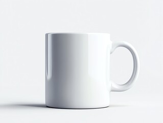Obraz premium A coffee mug with a simple design, photorealistic, white ceramic, isolated on white background