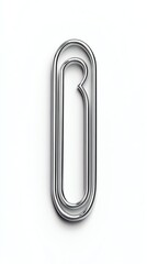 A paperclip with a shiny finish, ultrarealistic, silver, isolated on white background