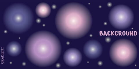 Abstract gradient background with colored glowing circles  on the deep purple background