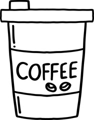 Coffee cup takeaway outline doodle cartoon drawing