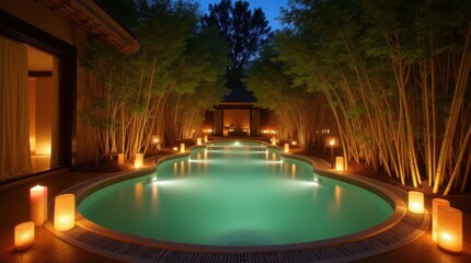 Luxurious Spa with Hot Spring and Bamboo Grove