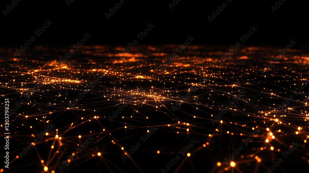Poster a simulated neural network with glowing nodes and connections visualized in d.