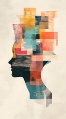 Colorful Memory Fragments in Abstract Silhouette Portrait