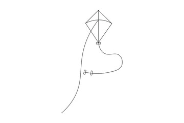  Kite continuous single line art and isolated outline vector design
