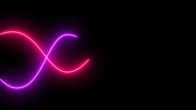 Neon infinity loop glowing on dark background, copy space - Powered by Adobe