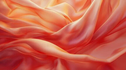Fototapeta premium Abstract flowing orange silk fabric with soft lighting and textures