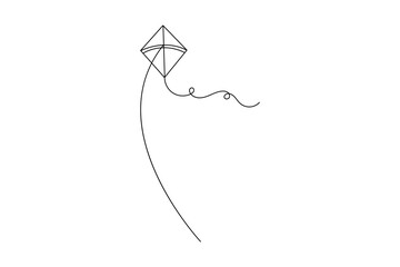  Kite continuous single line art and isolated outline vector design
