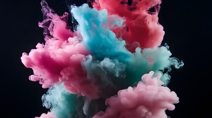 Fototapeta premium Very aesthetic colorful smoke background on black background