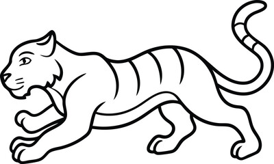 Coloring book a Tiger run faster line art illustration