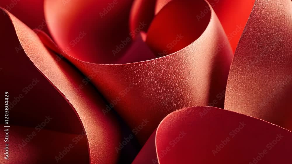Poster elegant red fabric folds showcasing texture and depth in light