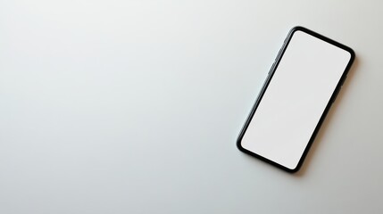 Blank mockup template of a smartphone on a plain white background, with subtle highlights and minimalist textures.