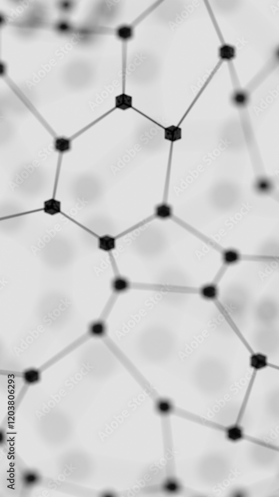 Leinwandbilder Abstract Geometric Network Structure with Black Nodes