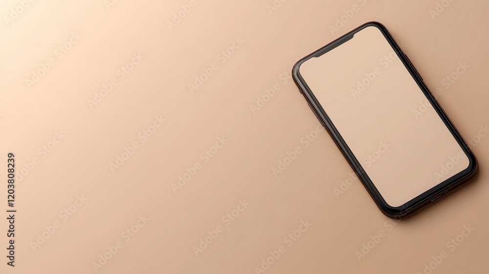 Canvas Prints blank mockup template of a smartphone resting on a neutral beige background, with soft shadows and c