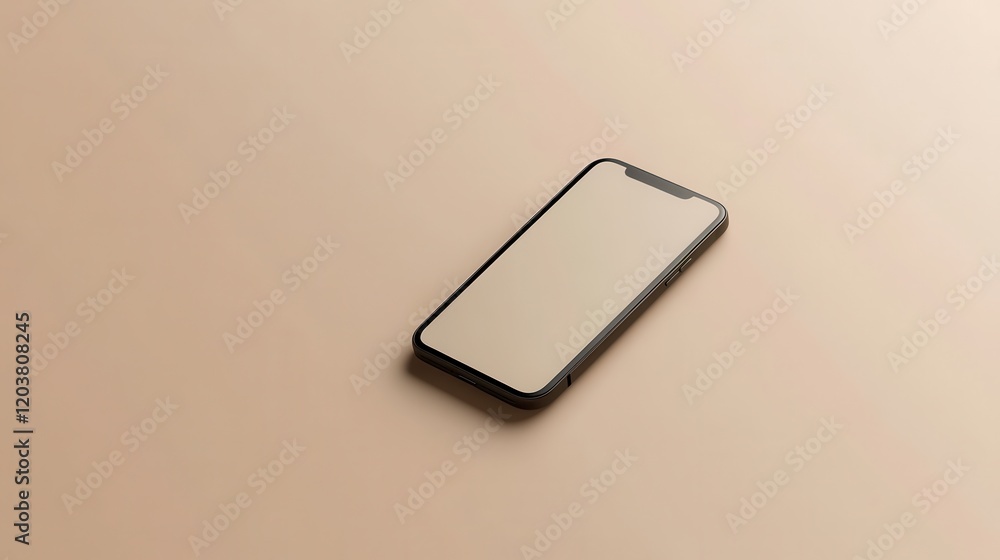 Canvas Prints blank mockup template of a smartphone resting on a neutral beige background, with soft shadows and c