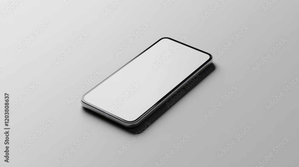 Wall mural blank mockup template of a smartphone on a smooth light gray background, with soft reflections and m