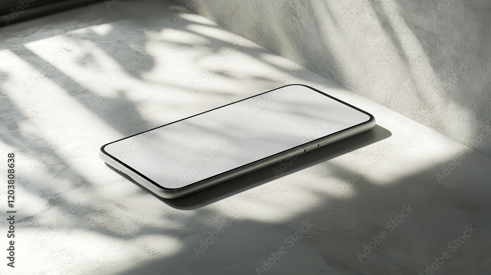 Canvas Prints blank mockup template of a smartphone on a smooth light gray background, with soft reflections and m