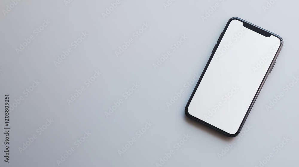 Canvas Prints blank mockup template of a sleek smartphone on a soft gray background, with minimalist shadows and c