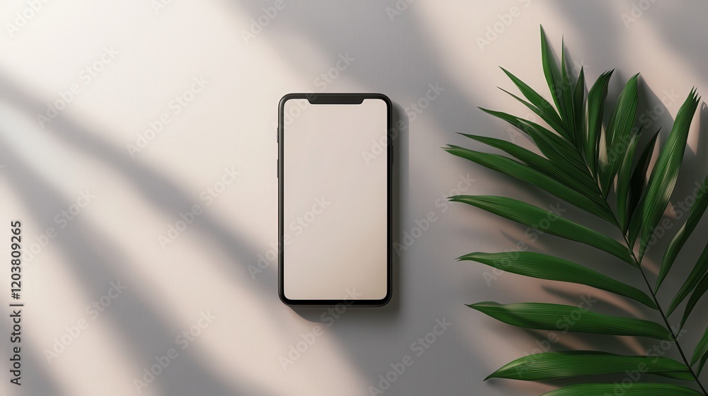 Canvas Prints blank mockup template of a sleek smartphone on a soft gray background, with minimalist shadows and c