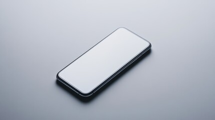 Blank mockup template of a sleek smartphone on a soft gray background, with minimalist shadows and clean design.