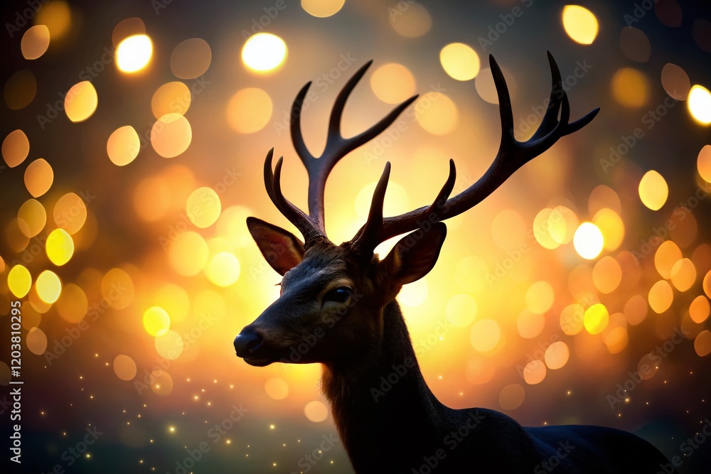 Wall mural Majestic Deer Head Silhouette with Bokeh Background - Nature Wildlife Photography