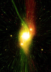 Stars. of a planet and galaxy in a free space Elements of this image furnished by NASA